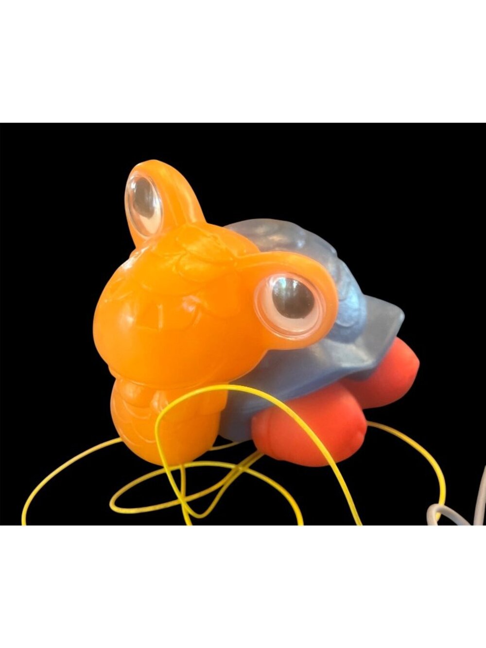 Vtg Soviet Plastic Rolling Turtle Pull Toy Googly Eyes USSR Bright Retro Collect